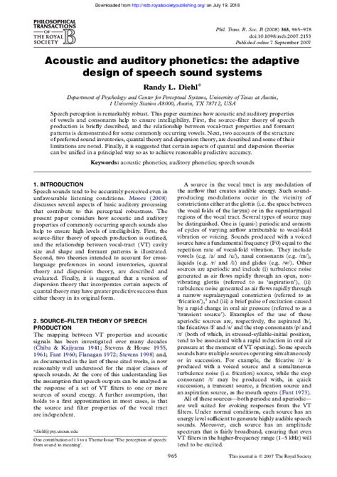 Acoustic and auditory phonetics: the adaptive design of speech sound.
